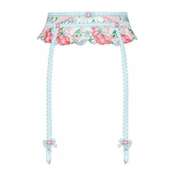 For Love & Lemons sz XXS Garter Belt Swaying Rose Floral Embroidered Coquette - Picture 2 of 10